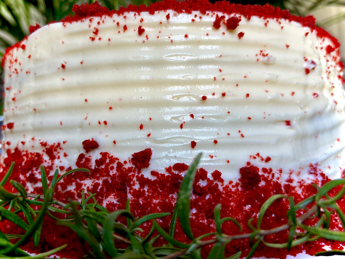 Velvet Red Rosemary Cake